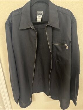 Versace Black Lightweight Zip-Front Shirt Jacket